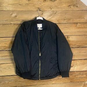 a new day Midnight Black Bomber Jacket with Gold Accents